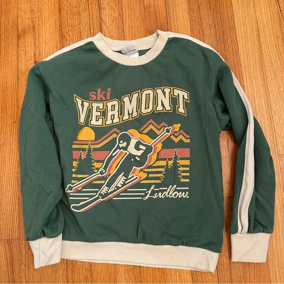 Isaac Morris Limited Sweatshirt Womens Size XS Green Ski Vermont Graphic(j10 - Picture 2 of 12